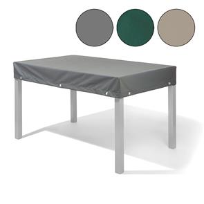 Abdeckung für Tischplatte 210x90 mit 15cm Abhang mit Saum und Ösen, Ösen ca. 10 cm neben der Ecke