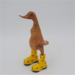Ente »Dagmar« klein braun aufrecht mit gelben Blümchenschuhen