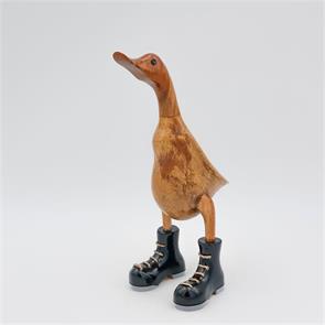 Ente »Werner« - mittel braun aufrecht mit schwarz/silbernen Schuhen