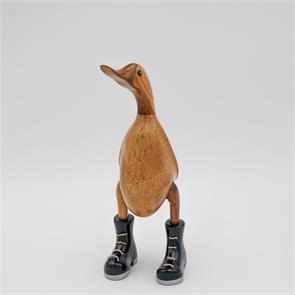 Ente »Walter« - klein braun aufrecht mit schwarz/silbernen Schuhen