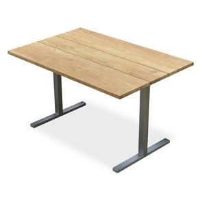 Planka Dining Lounge Tisch 120 x 80 x 69 cm Teak Grade A gebürstet mit Edelstahlgestell