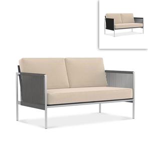 Snix Sofa 2 Sitzer  143x78,5x74,5cm -  rostfreier Edelstahl, Batyline und Rope-Material